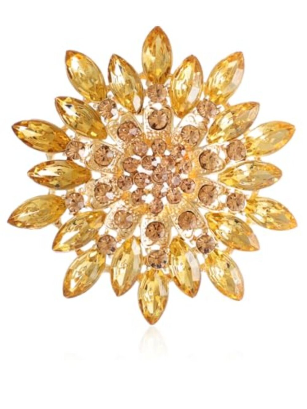 New - Rhinestone Sunflower Brooch‎ Pin Red Pink Flower Brooch Stylish Crystal